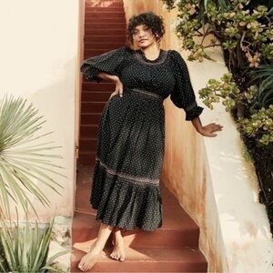 Doen Marina Dress - Embroidered Black Dress - size S